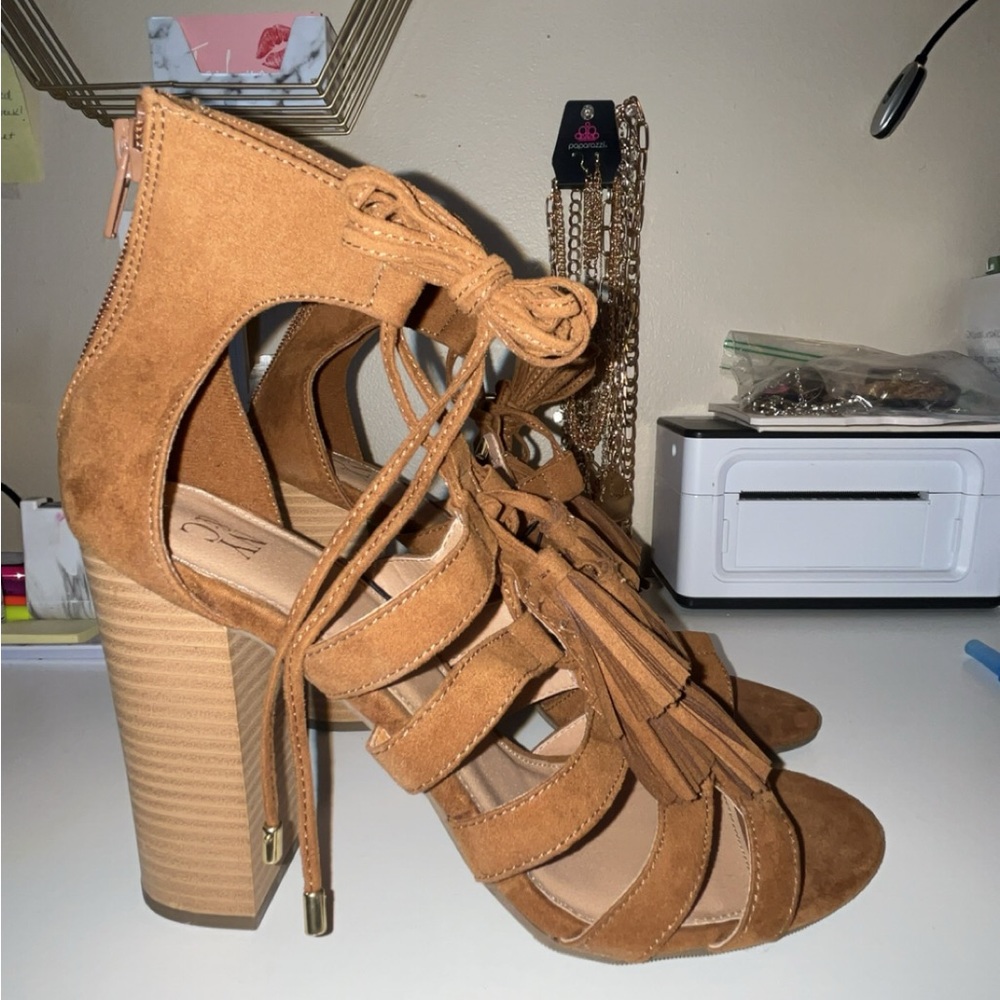 Brown Suede Lace up Sandal